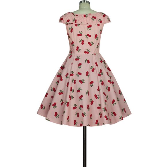 Cherry Pin Up Plus Swing Rockabilly Dress - Picture 3 of 6